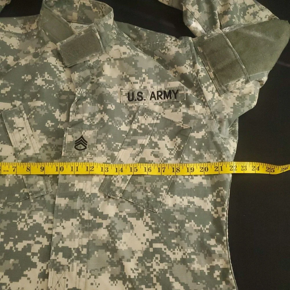 US Army Jacket Mens S Long Digital Camo Coat Combat Jacket Full Zip Size Small